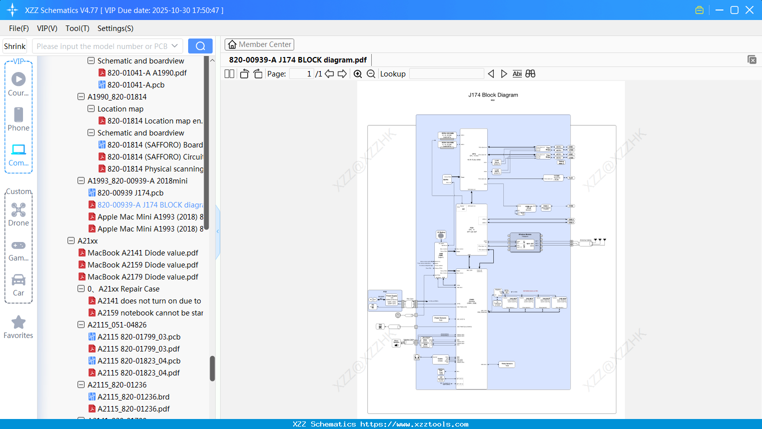 Laptop Apple 820-00939-A J174 BLOCK Diagram